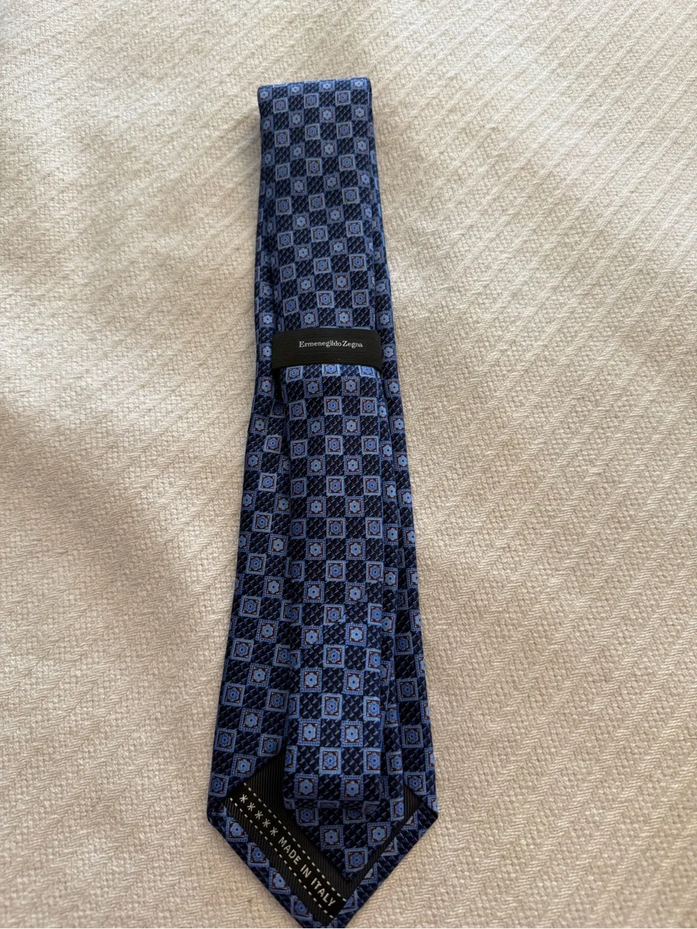 Ermenegildo Zegna Blue Geometric Silk Tie Made in Italy